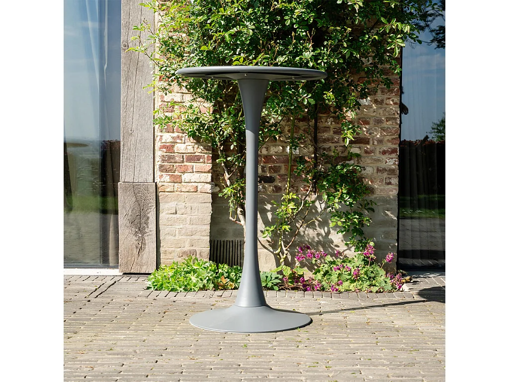 Table haute ronde de jardin en acier Gris ANDREA