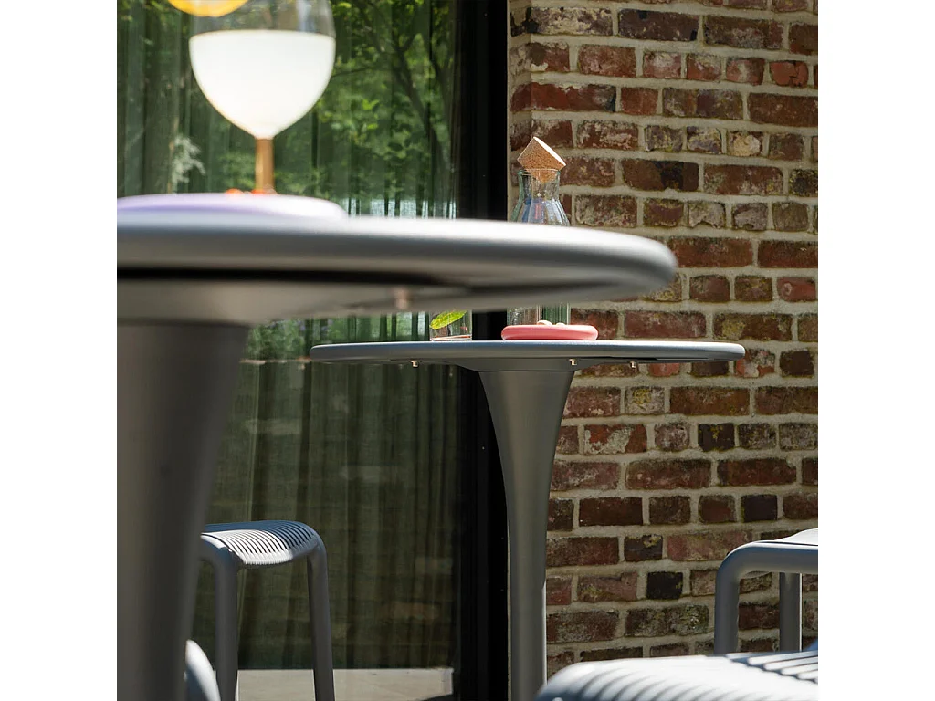 Table haute ronde de jardin en acier Gris ANDREA