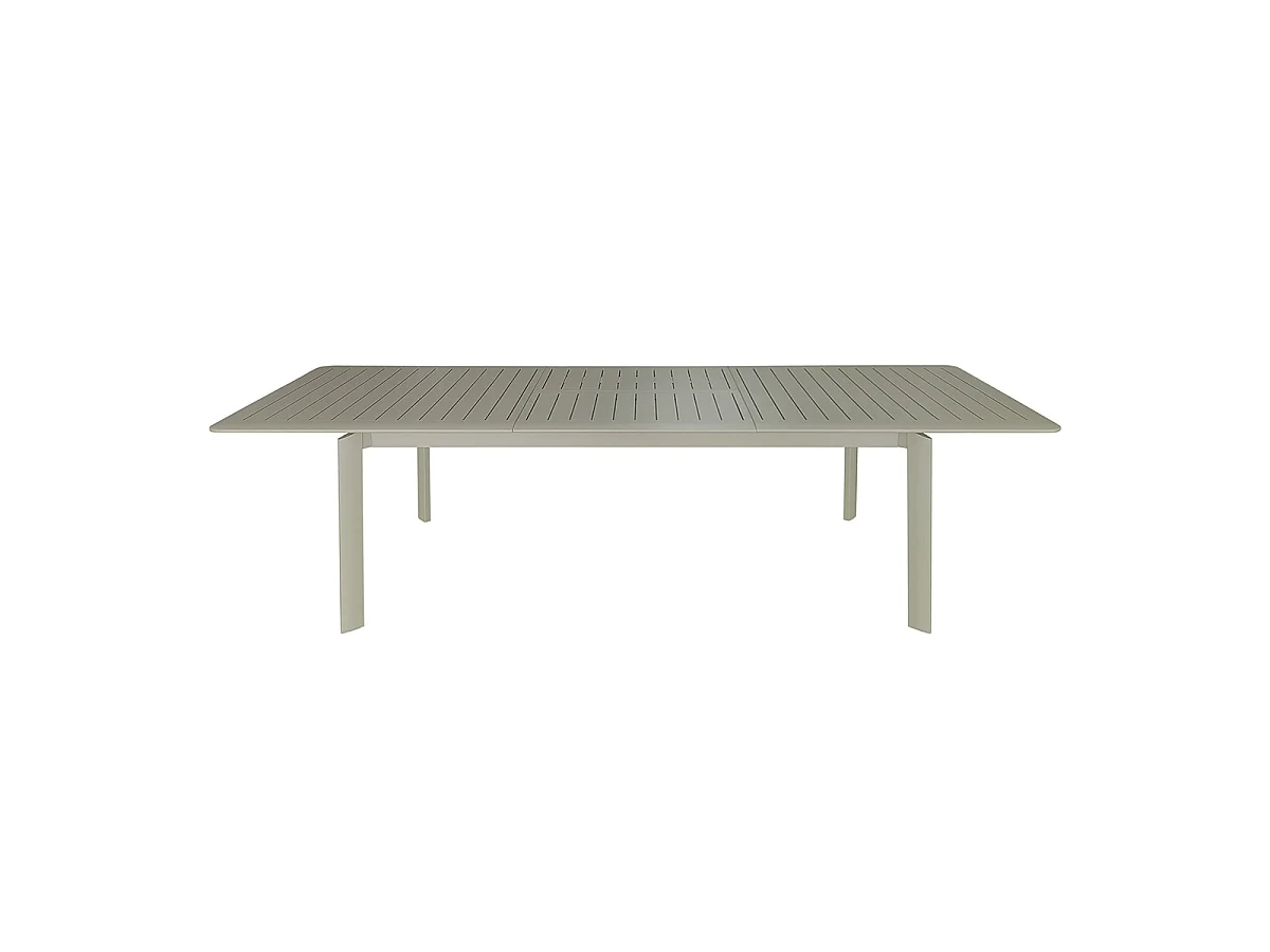 Table extensible de jardin 8/12p avec système papillon en aluminium Kaki clair HAVANA