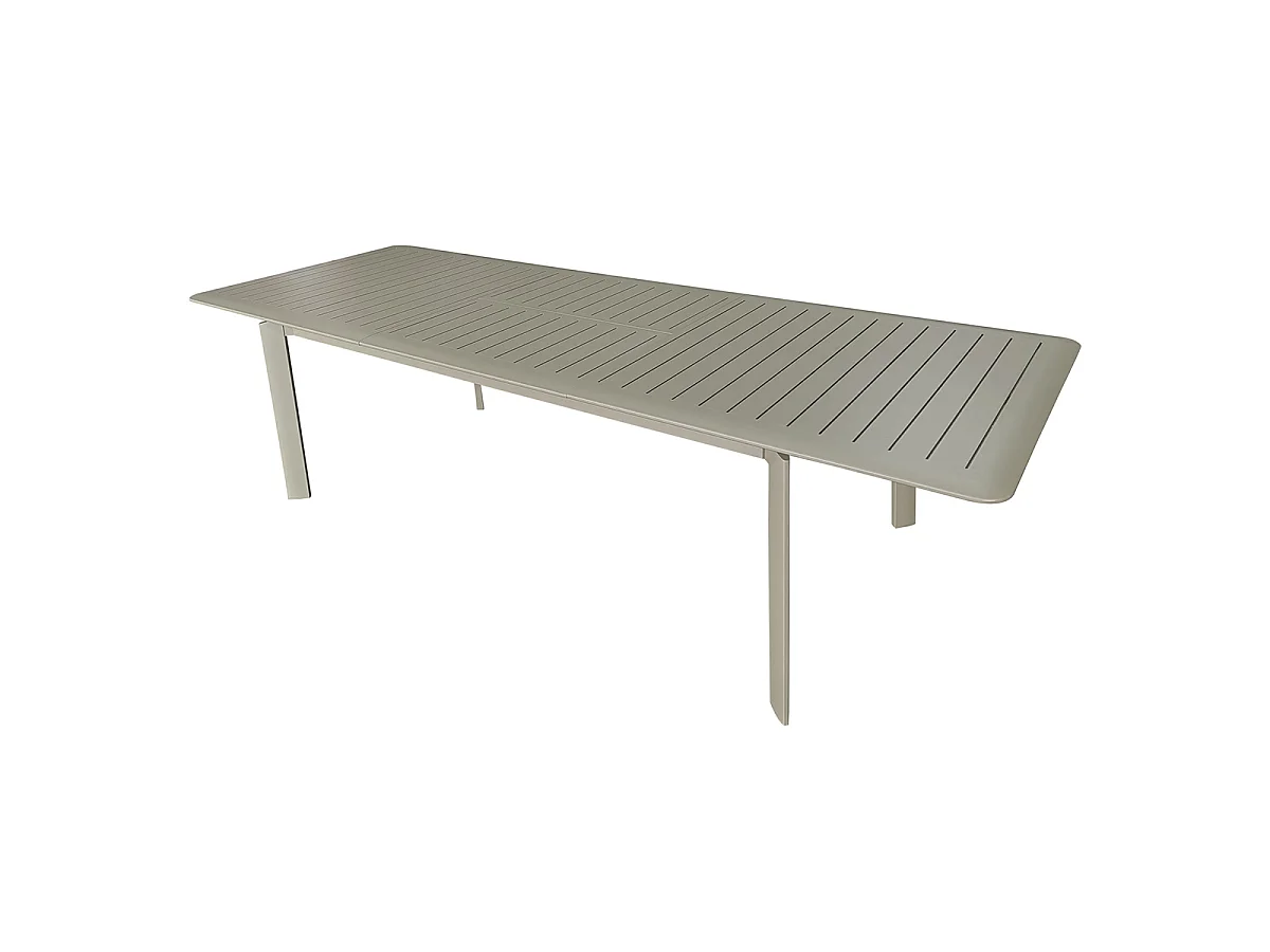 Table extensible de jardin 8/12p avec système papillon en aluminium Kaki clair HAVANA