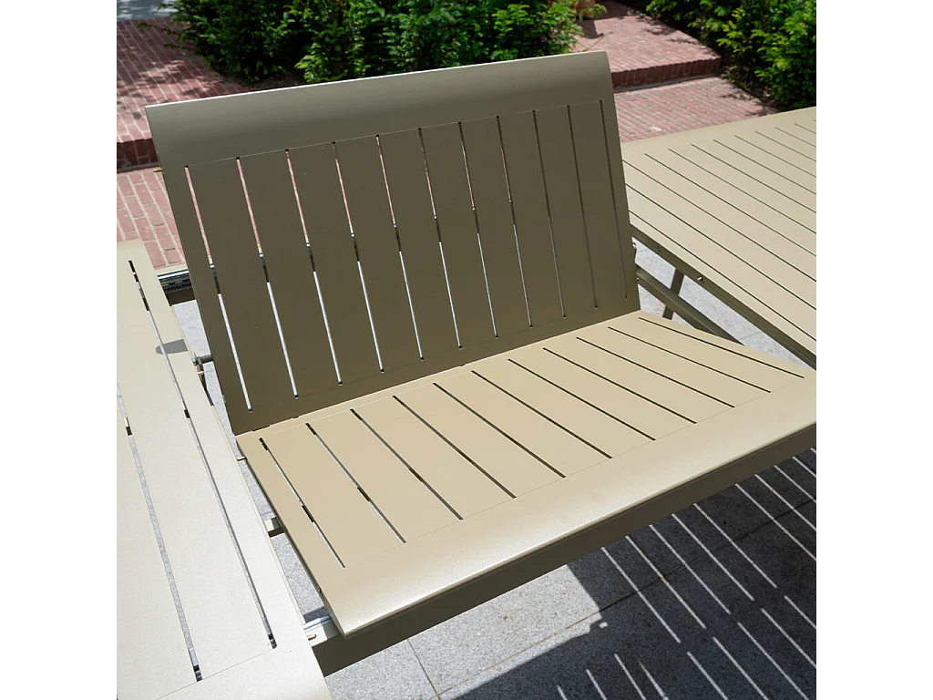 Table extensible de jardin 6/10p avec système papillon en aluminium Kaki clair HAVANA