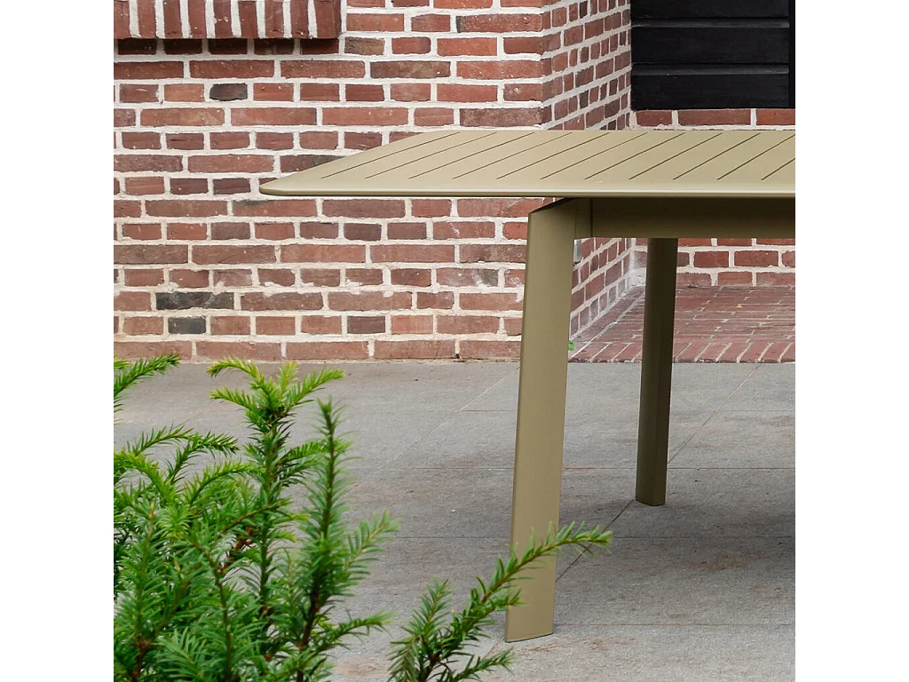 Table extensible de jardin 6/10p avec système papillon en aluminium Kaki clair HAVANA