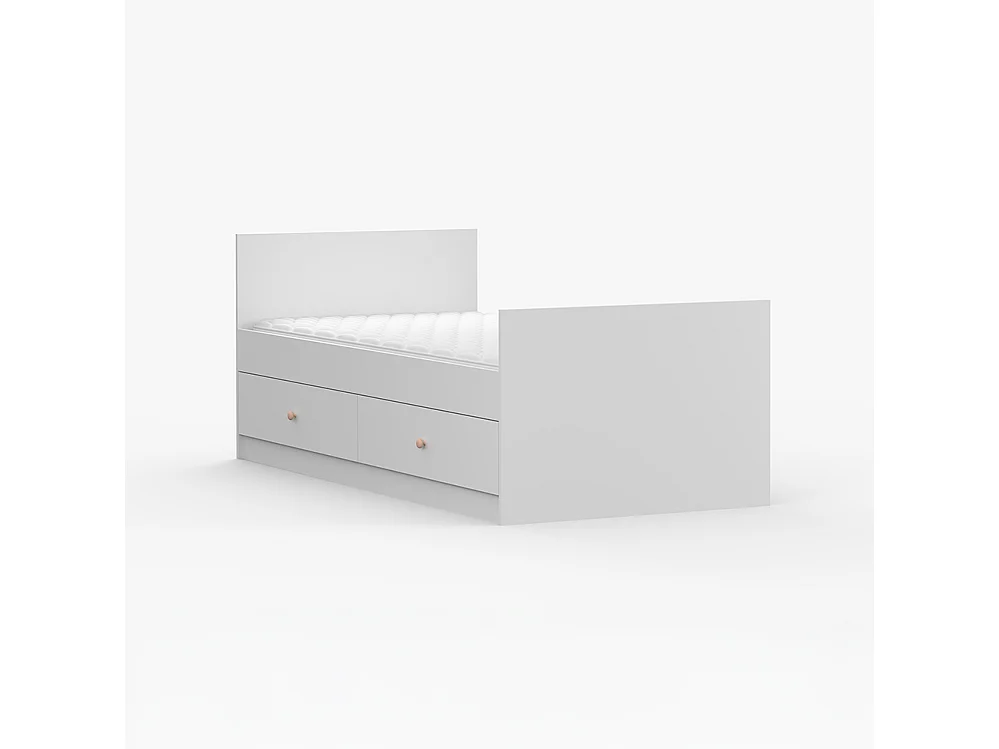 Lit 90×200 OLAF I, blanc, rose