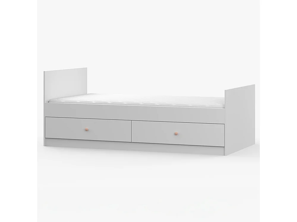 Lit 90×200 OLAF I, blanc, rose