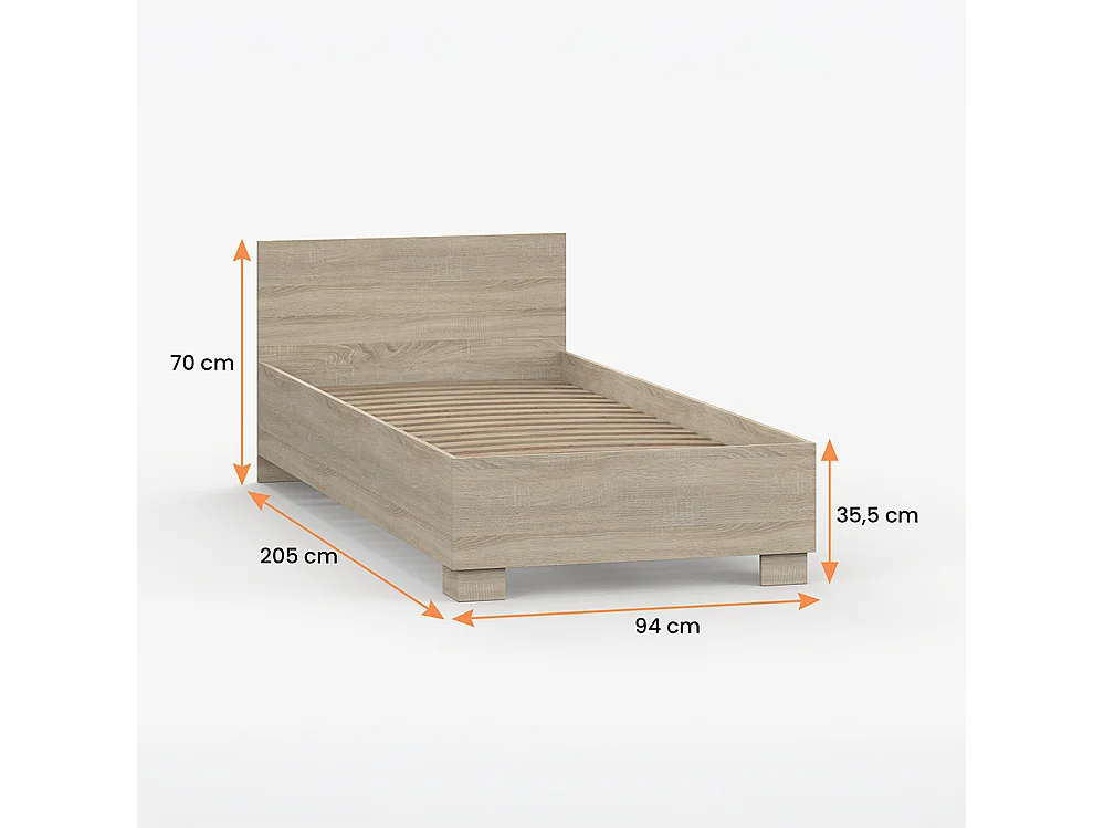 Lit 90×200 JONAS IV 36, cachemire