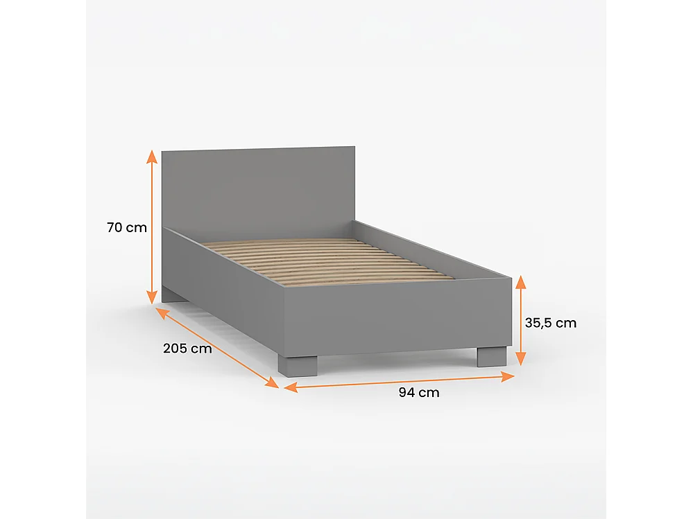 Lit 90×200 OMEGA II 36, gris