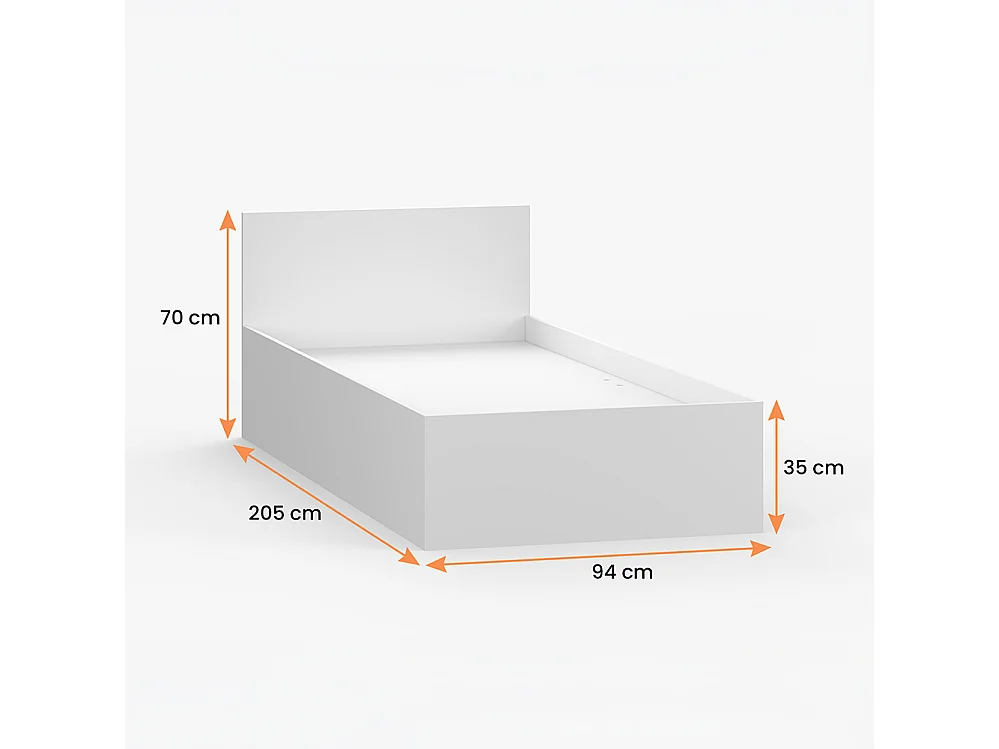 Lit 90×200 JONAS I 46, Blanc
