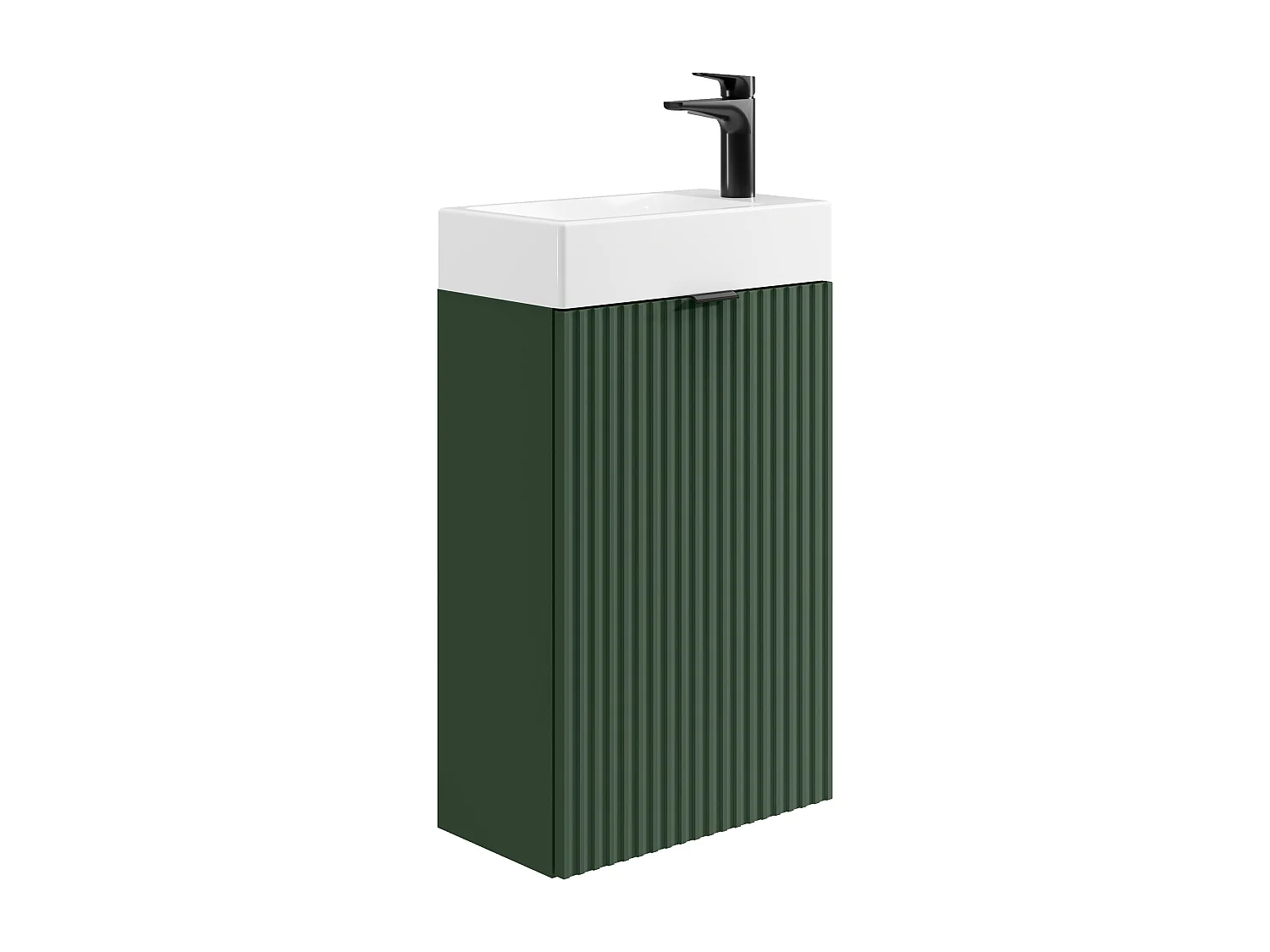 Meuble lave main strié porte réversible vert - H60 x L40 x P22 - VAHIRA