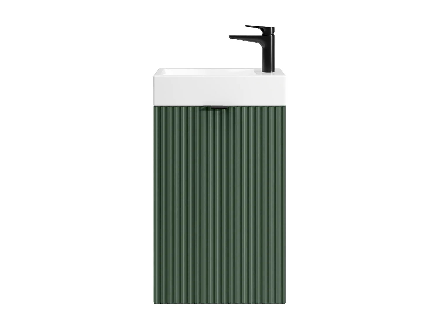 Meuble lave main strié porte réversible vert - H60 x L40 x P22 - VAHIRA