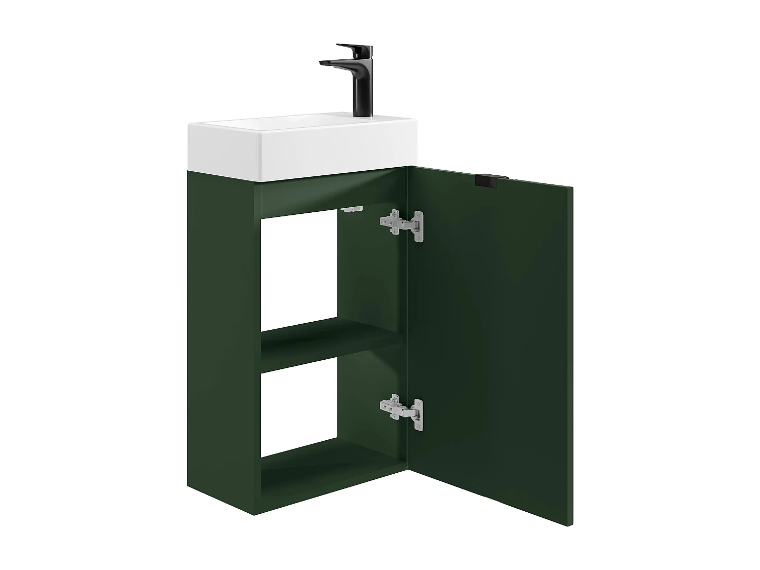 Meuble lave main strié porte réversible vert - H60 x L40 x P22 - VAHIRA