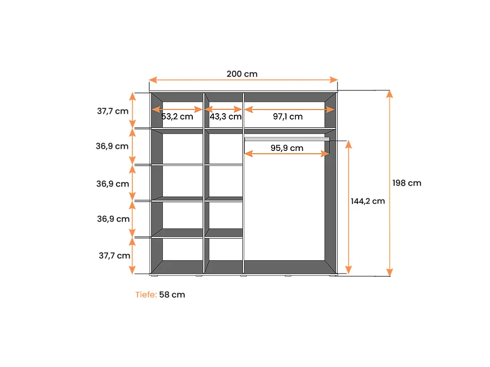 Szafa Bari 200 cm kolor San remo sand