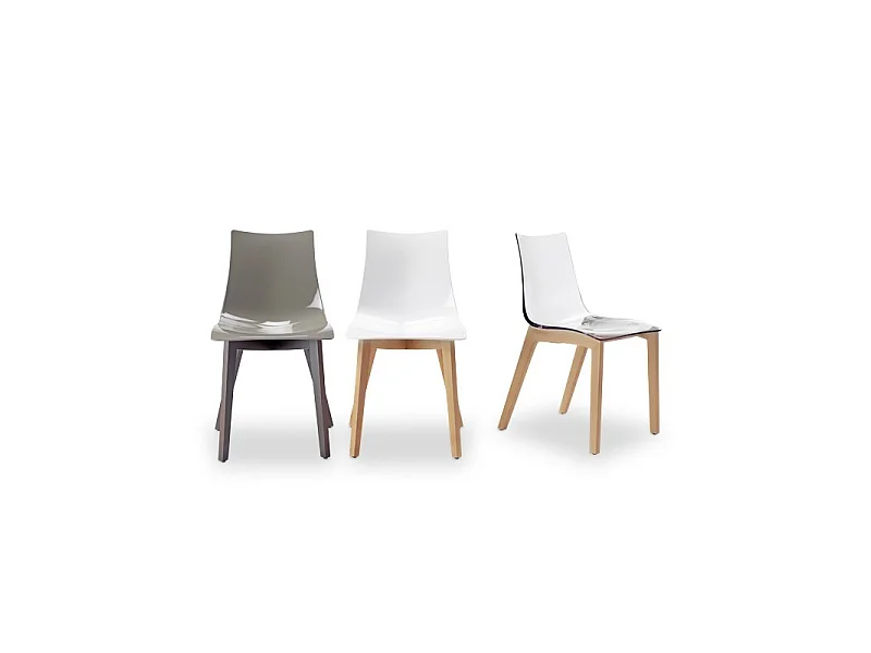 Chaise design avec pieds bois wengé - NATURAL ZEBRA Antishock blanche - Vendu à l'unité - déco originale