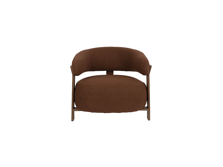 Fauteuil Robyn en tissu bouclé marron, design arrondi