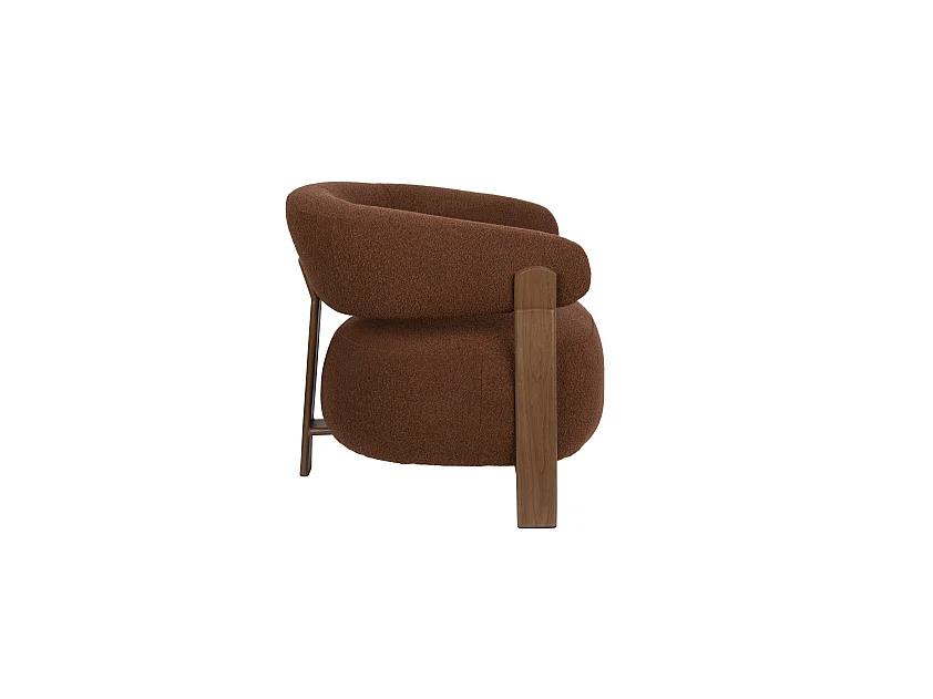 Fauteuil Robyn en tissu bouclé marron, design arrondi