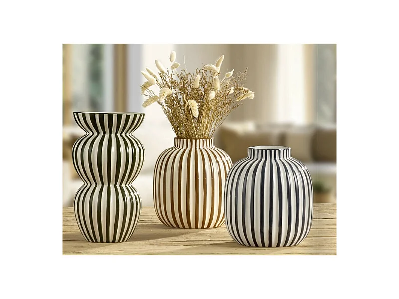 Vase en céramique rayure contrastée verticale ZEBRA