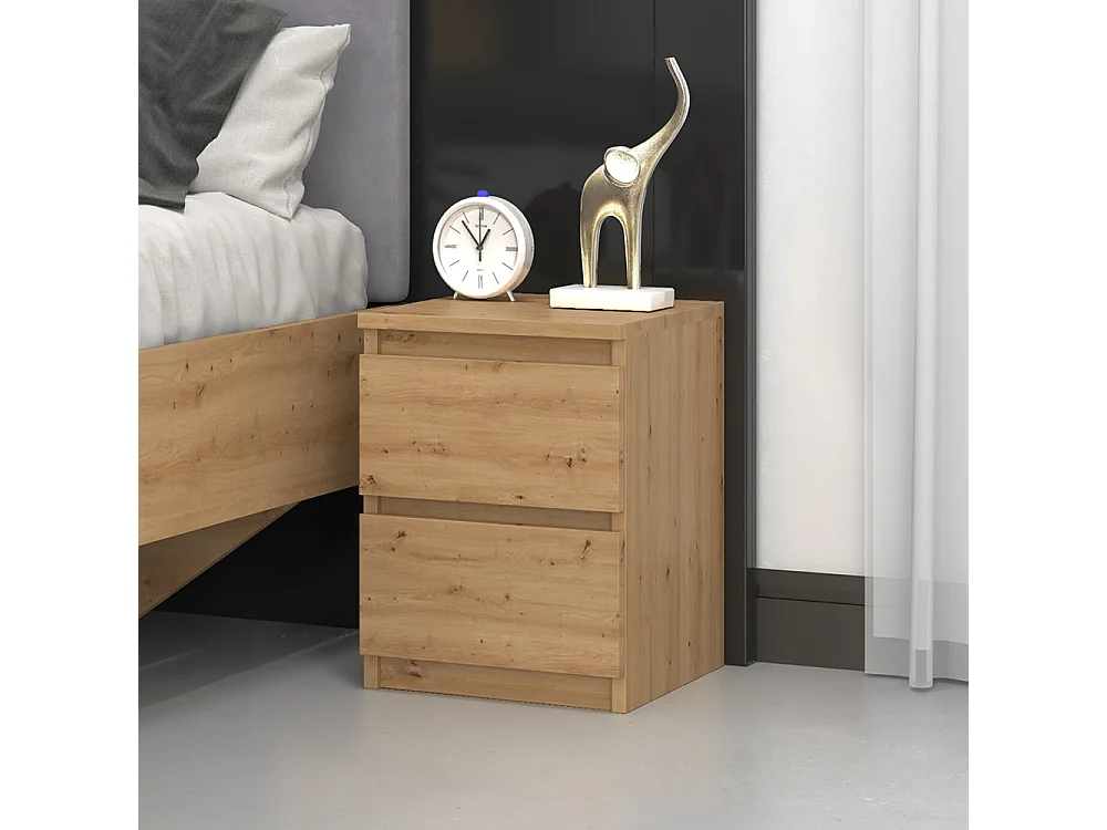 Comodino con 2 cassetti 30x40 cm rovere COT7