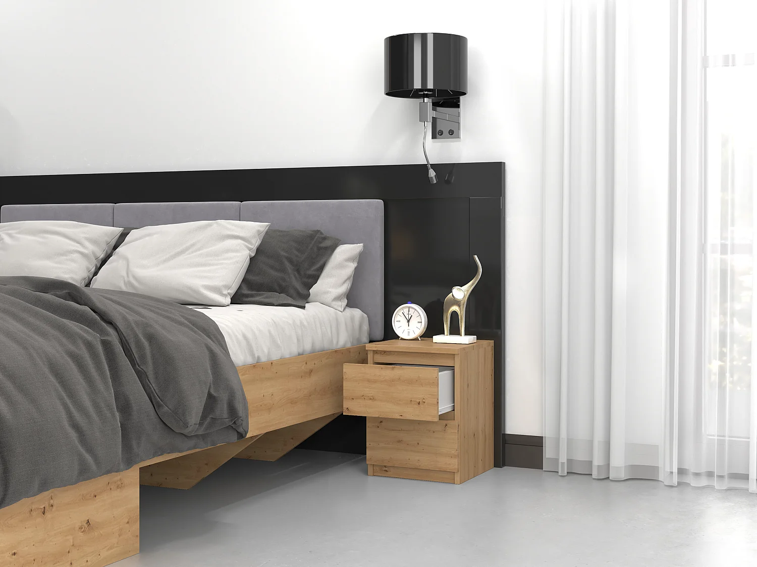 Comodino con 2 cassetti 30x40 cm rovere COT7