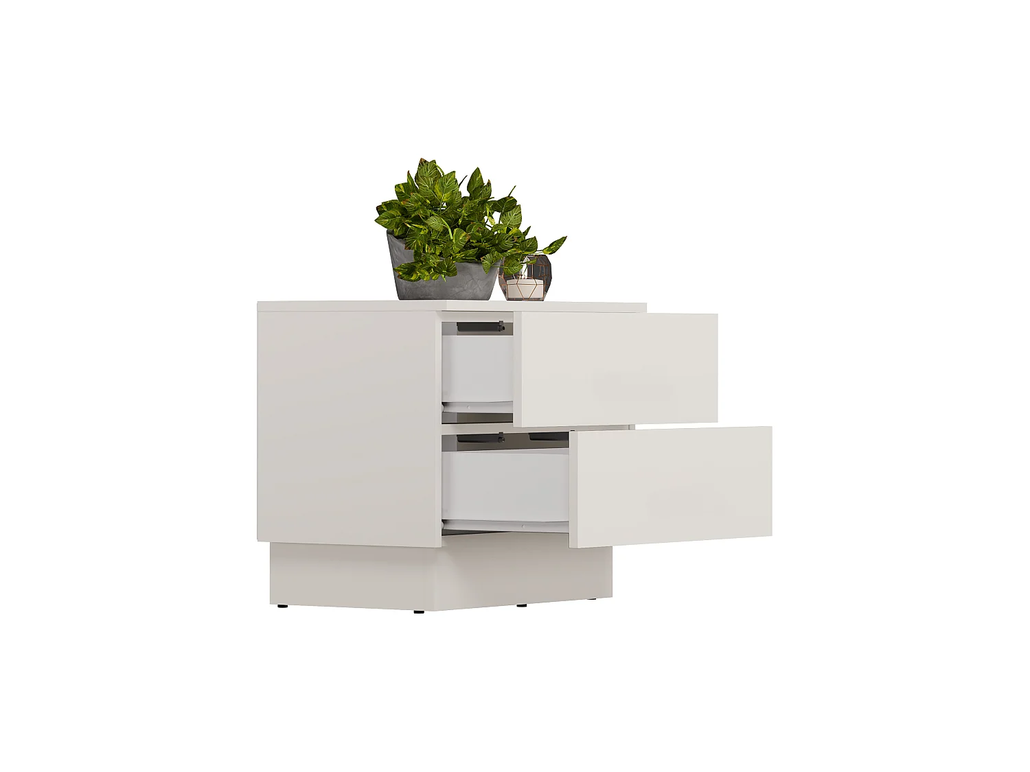 Comodino moderno 55x48 cm con 2 cassetti beige cashmere COT2