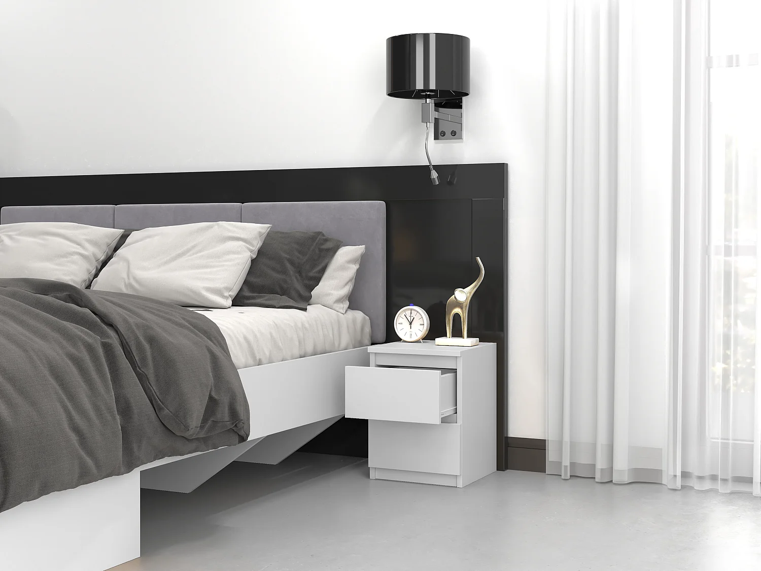 Comodino con 2 cassetti 30x40 cm bianco COT7