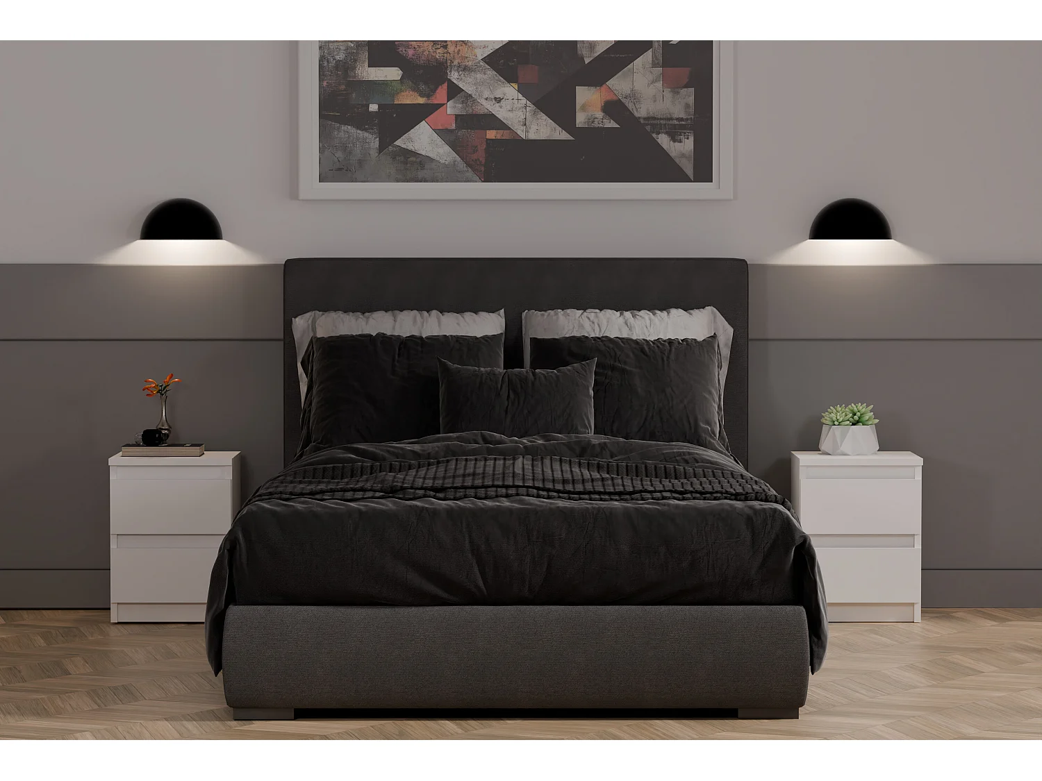 Comodino con 2 cassetti 30x40 cm bianco COT7