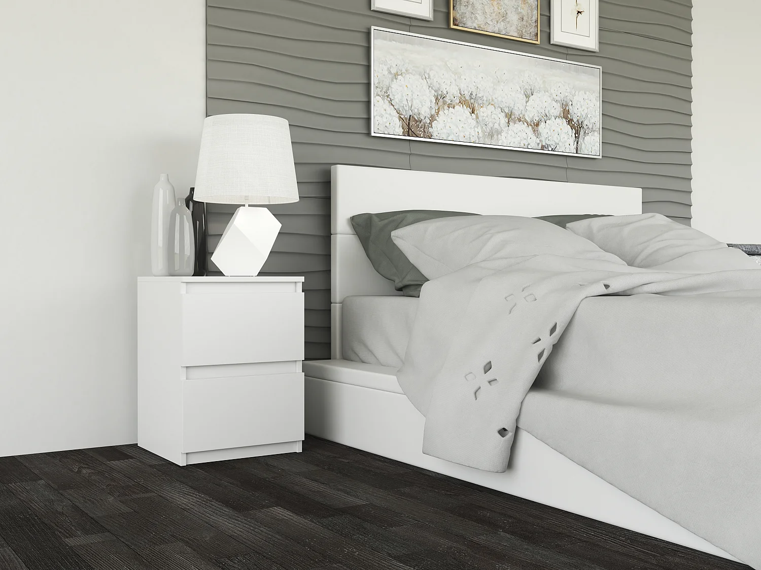 Comodino con 2 cassetti 30x40 cm bianco COT7