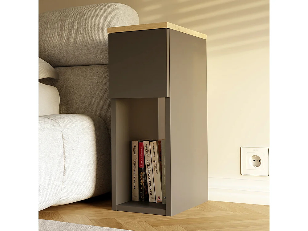 Comodino stretto 20x55 cm rovere/antracite COT3