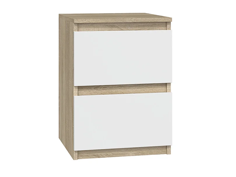 Comodino con 2 cassetti 30x40 cm rovere chiaro/bianco COT7