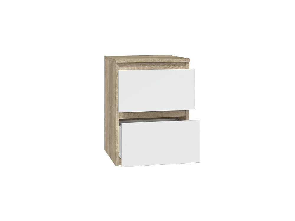 Comodino con 2 cassetti 30x40 cm rovere chiaro/bianco COT7