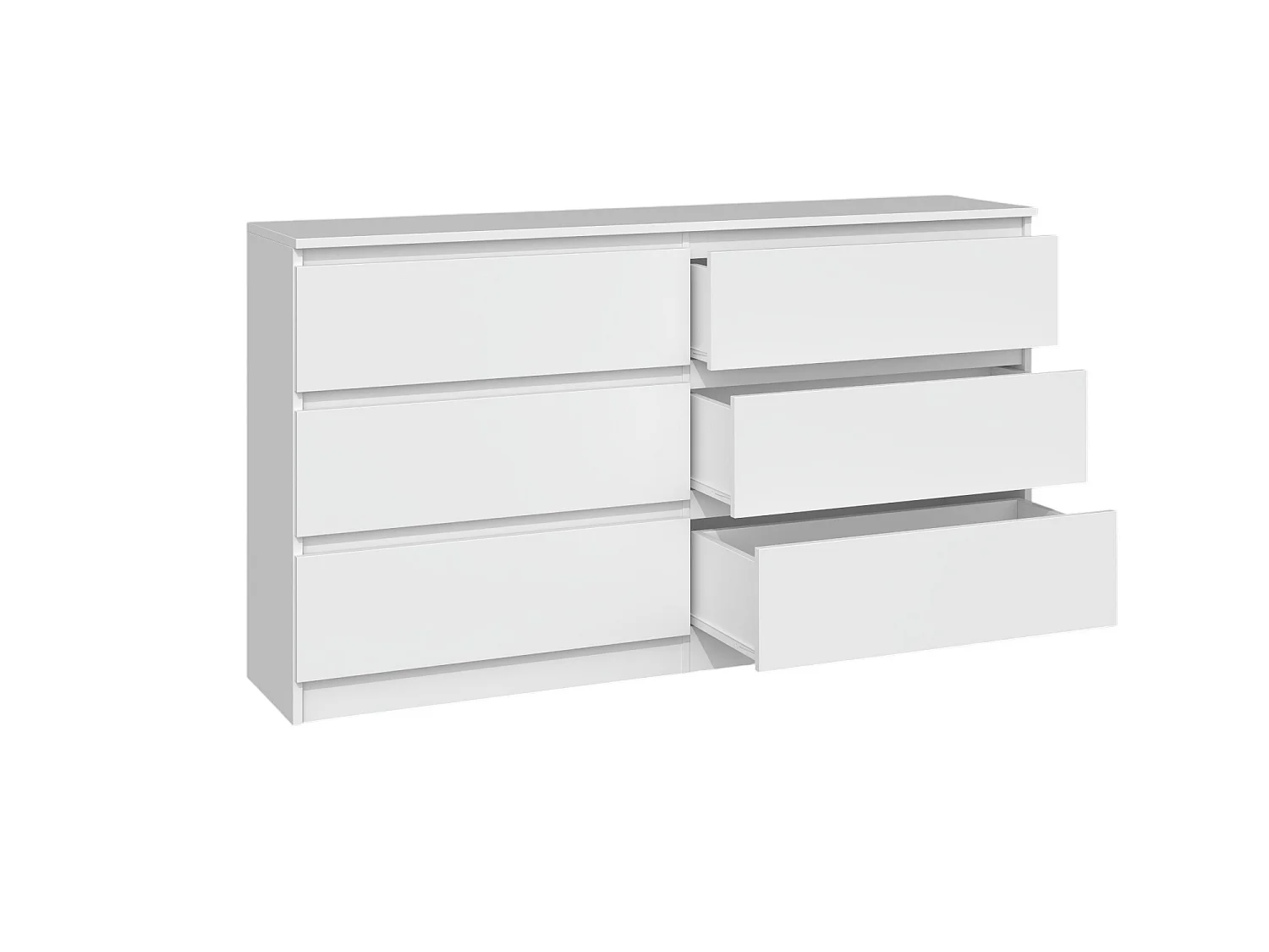 Cassettiera moderna con 6 cassetti 138x40x75 cm bianca CMMT11