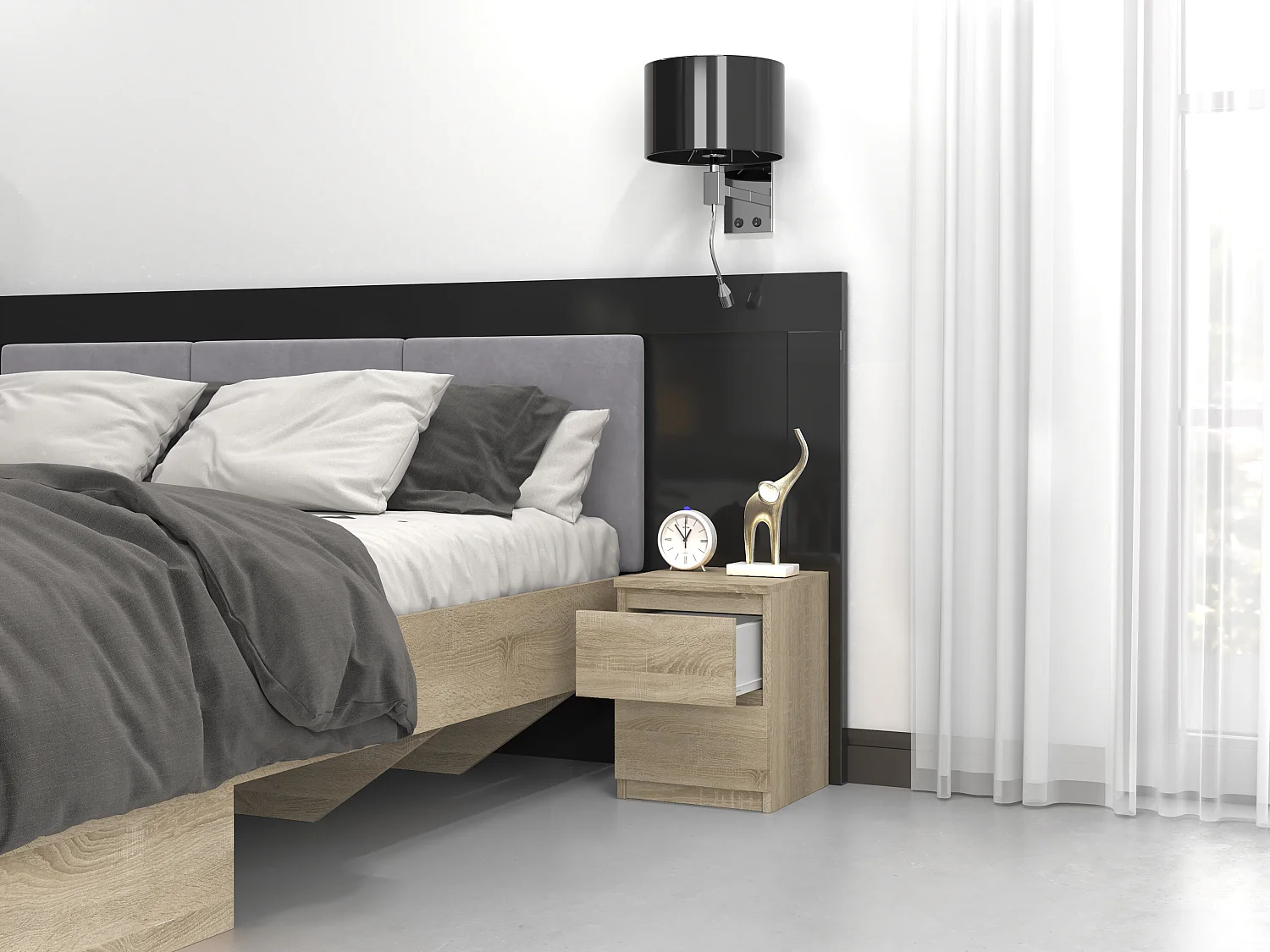 Comodino con 2 cassetti 30x40 cm rovere chiaro COT7