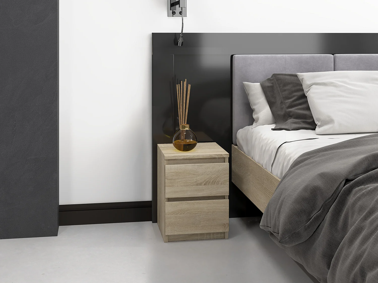 Comodino con 2 cassetti 30x40 cm rovere chiaro COT7