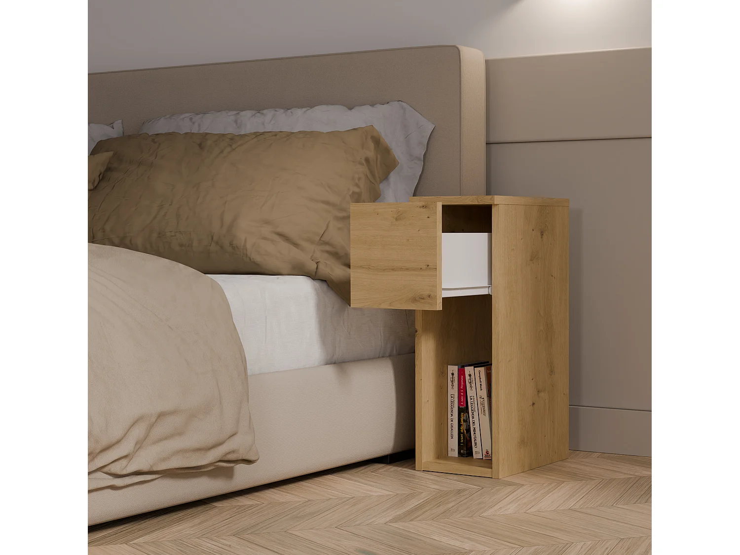 Comodino stretto 20x55 cm rovere COT3