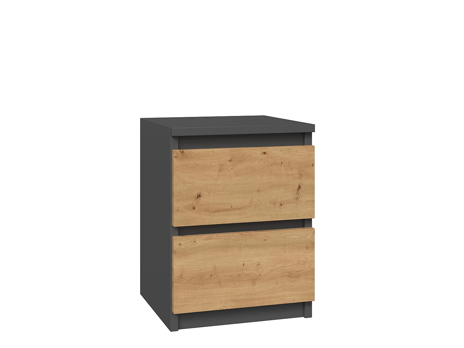 Comodino con 2 cassetti 30x40 cm rovere/antracite COT7