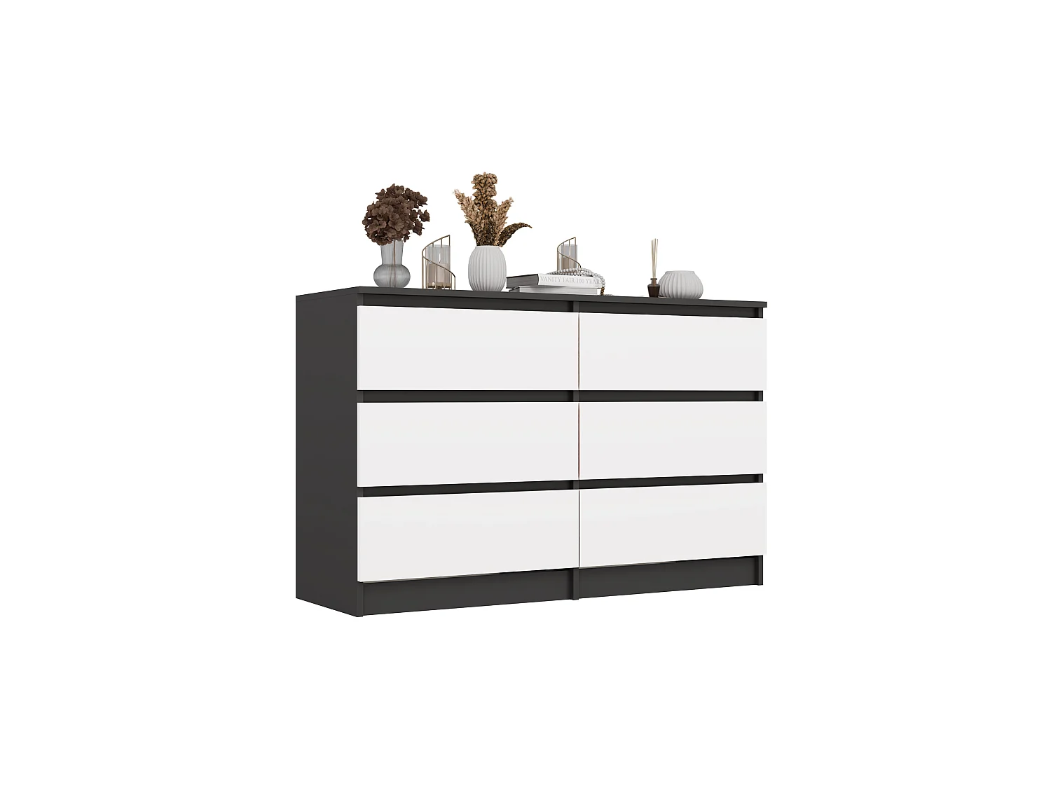 Cassettiera per camera da letto con 6 cassetti 120x30x75 cm antracite e bianco CMMT10