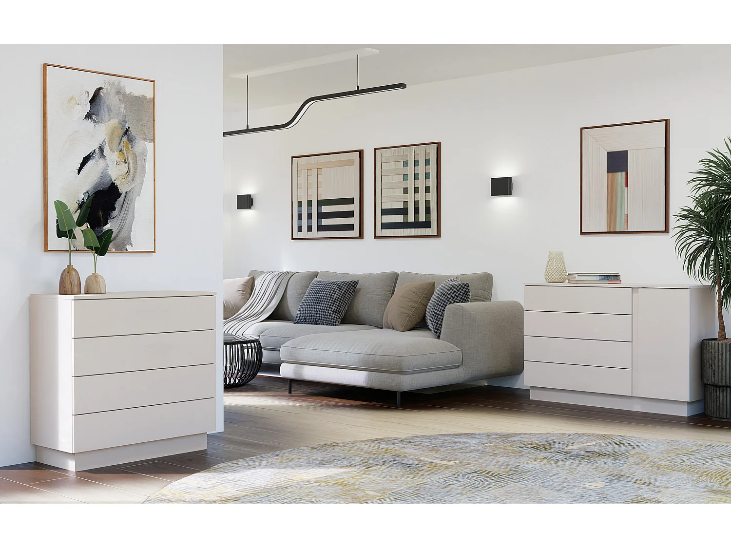 Cassettiera moderna 4 cassetti 85x40x84 cm beige cashmere CMMT1