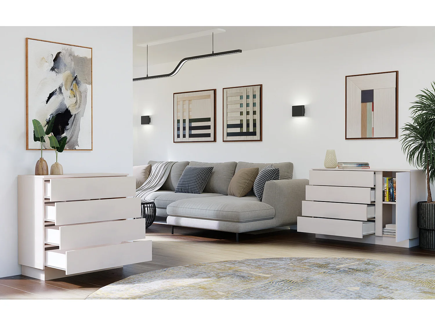Cassettiera moderna 4 cassetti 85x40x84 cm beige cashmere CMMT1