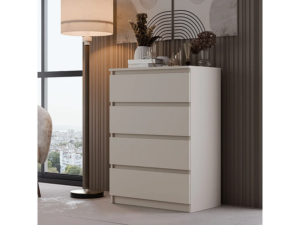 Cassettiera moderna con 4 cassetti 70x40x97cm beige CMMT8