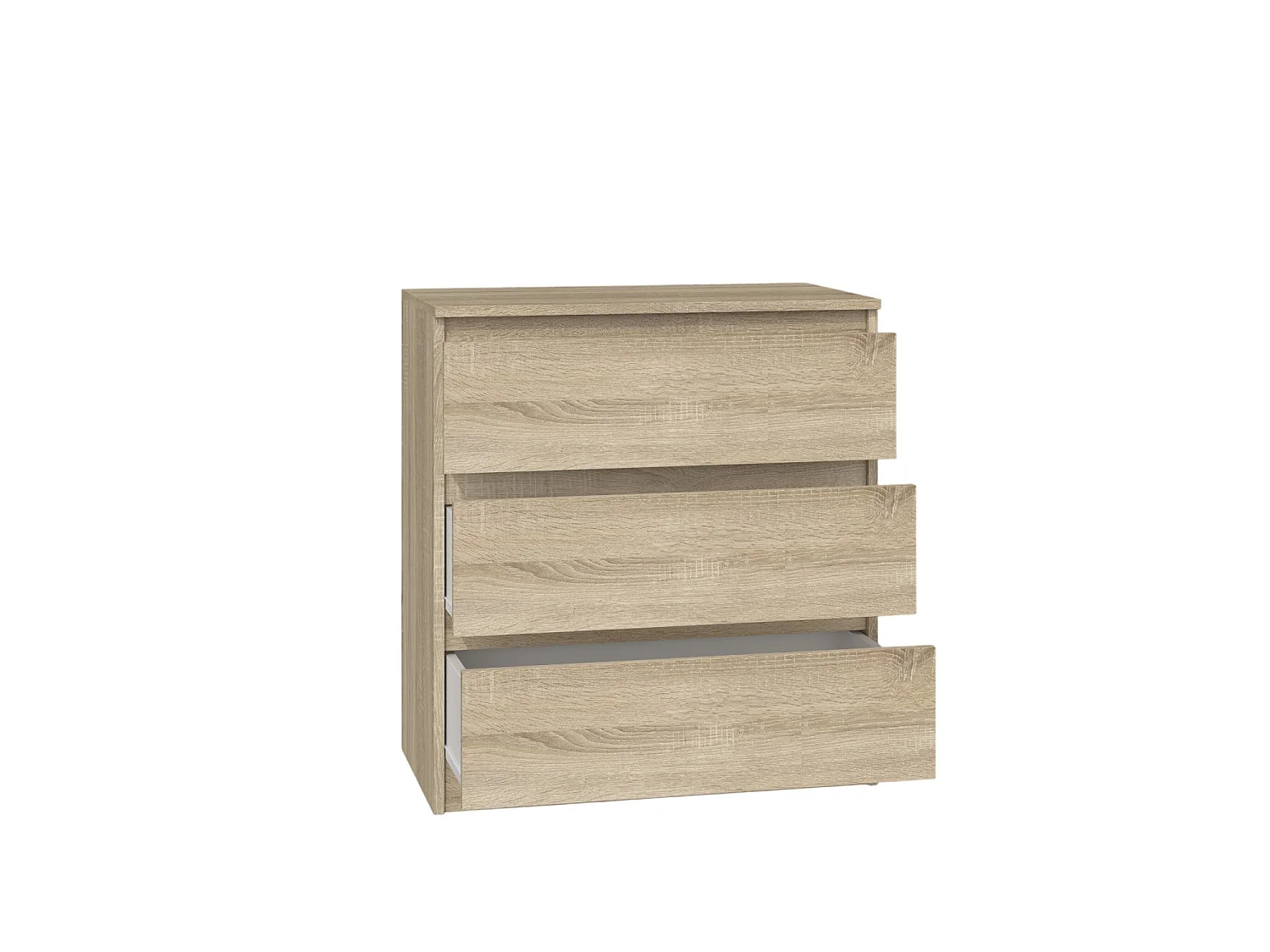 Cassettiera moderna con 3 cassetti 70x40x75 cm rovere chiaro CMMT6