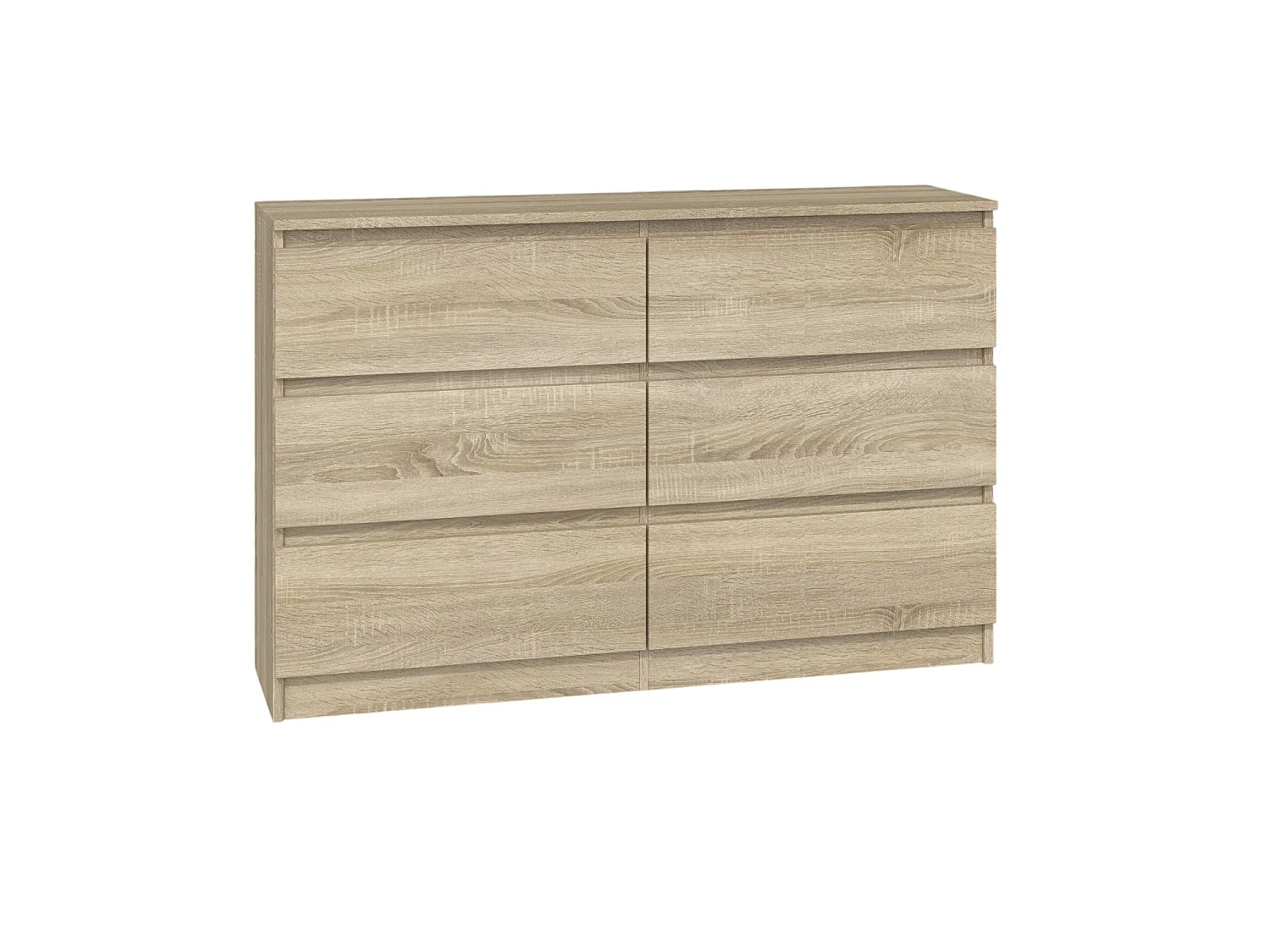 Cassettiera per camera da letto con 6 cassetti 120x30x75 cm rovere chiaro CMMT10