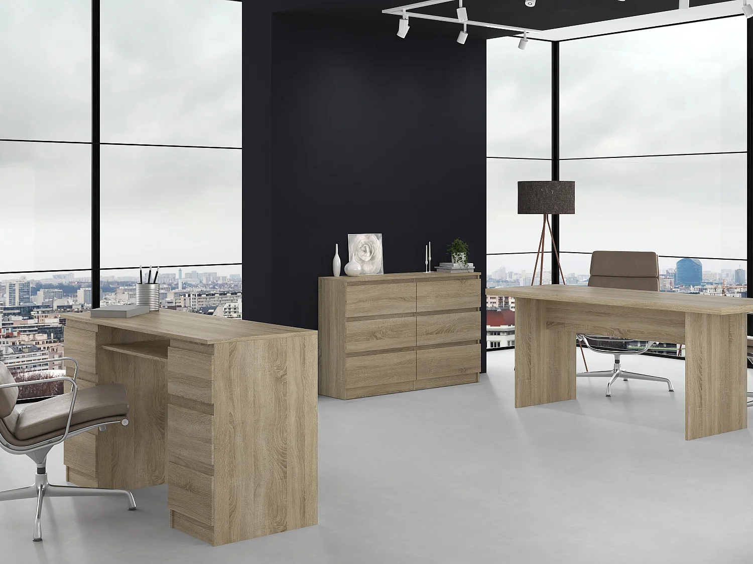 Cassettiera per camera da letto con 6 cassetti 120x30x75 cm rovere chiaro CMMT10