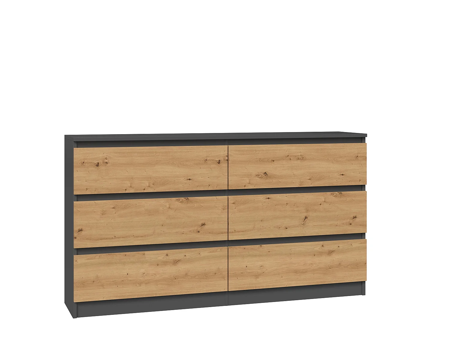 Cassettiera moderna con 6 cassetti 138x40x75 cm rovere/antracite CMMT11