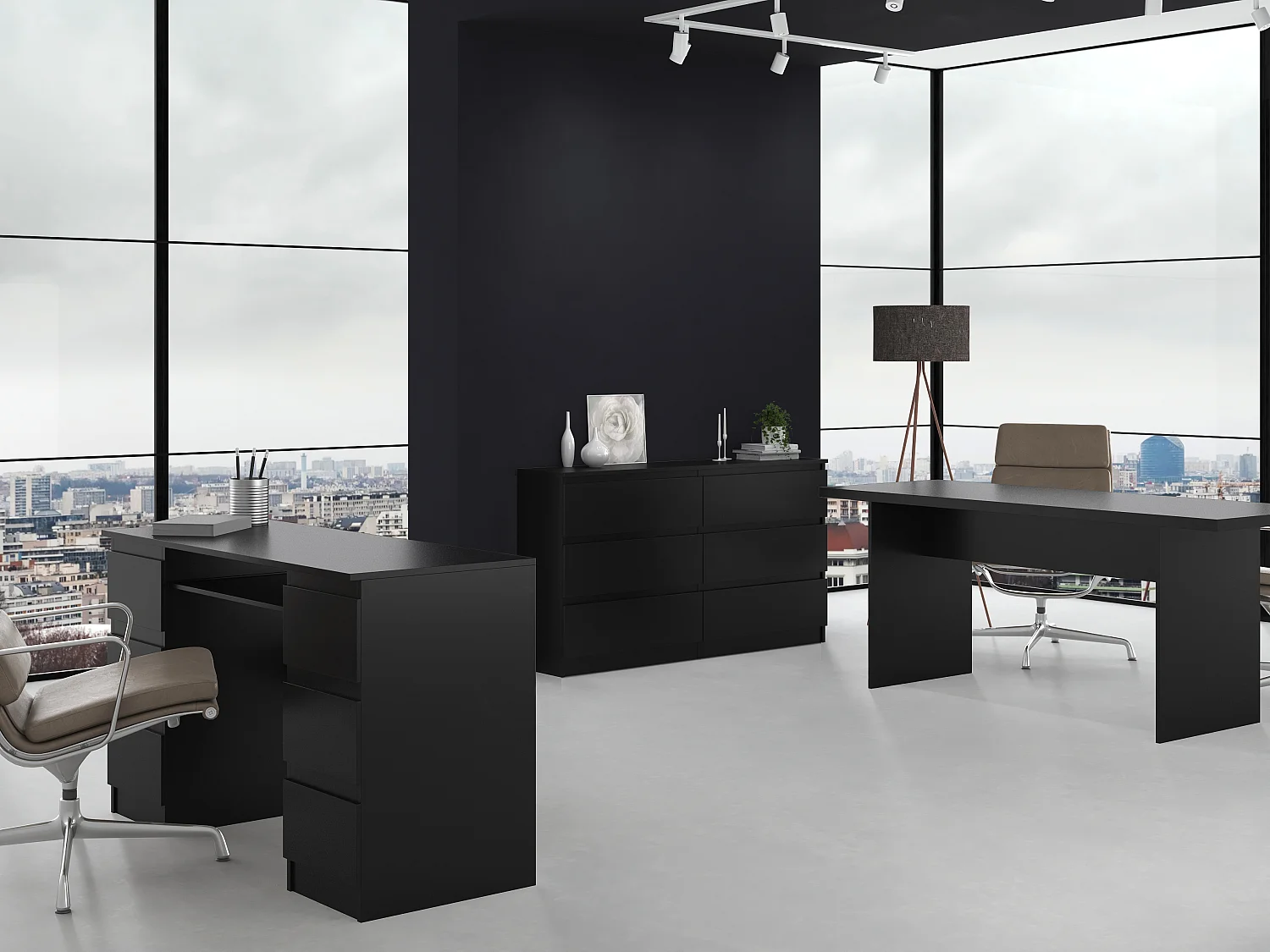 Cassettiera moderna con 6 cassetti 138x40x75 cm nero CMMT11