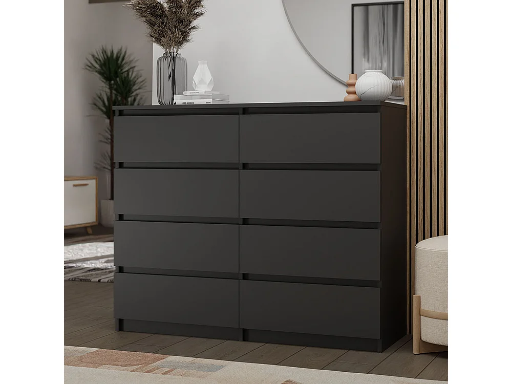 Cassettiera moderna con 8 cassetti 120x40x97 cm nero CMMT12
