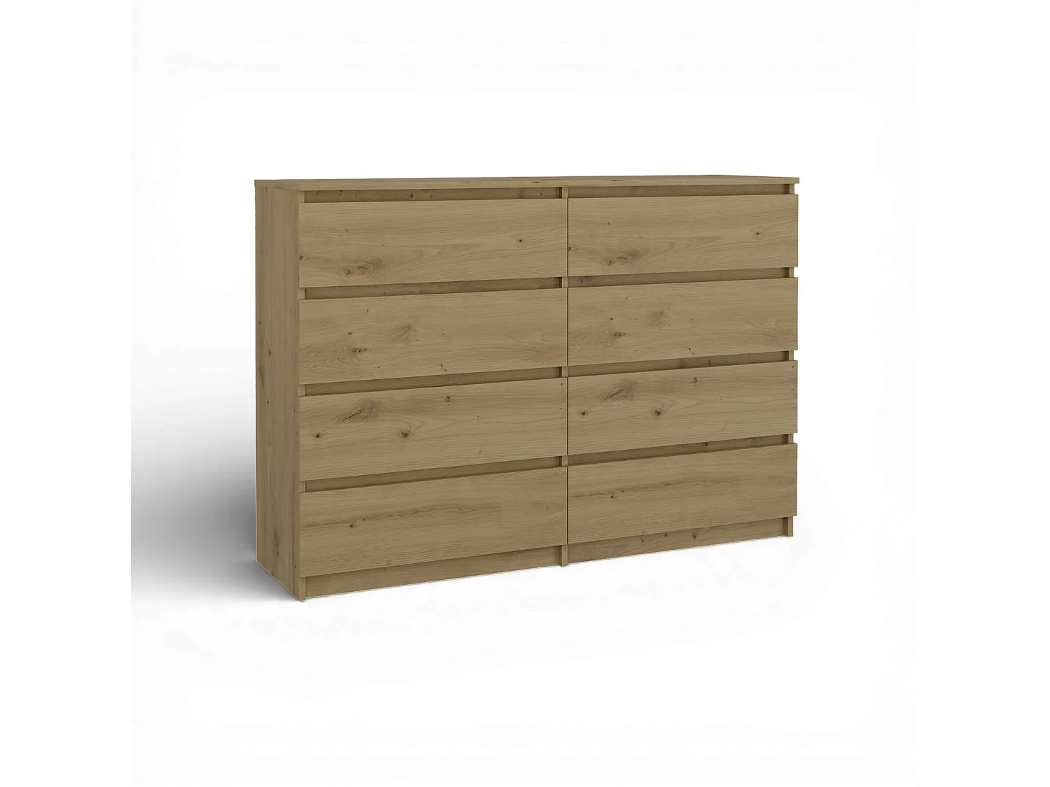 Cassettiera moderna con 8 cassetti 138x40x97 cm rovere CMMT13