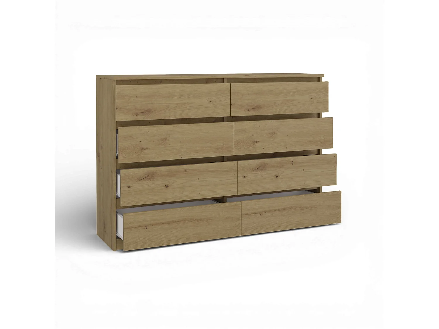 Cassettiera moderna con 8 cassetti 138x40x97 cm rovere CMMT13