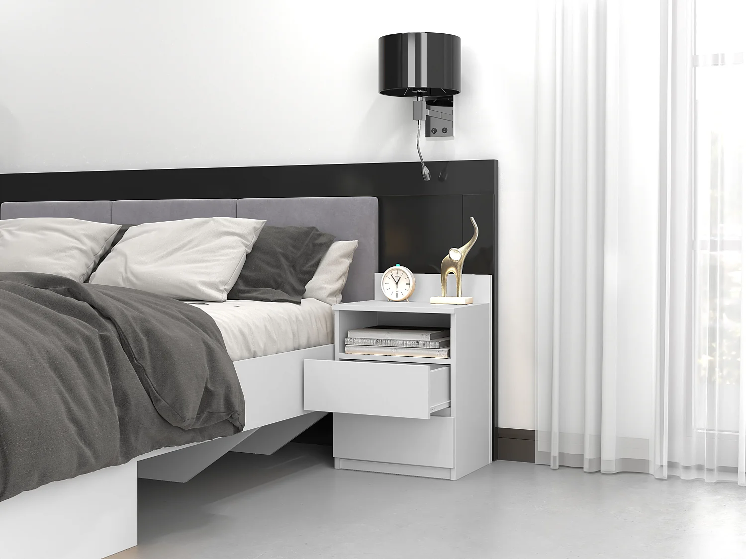 Comodino 40x59 cm con cassetti bianco COT6