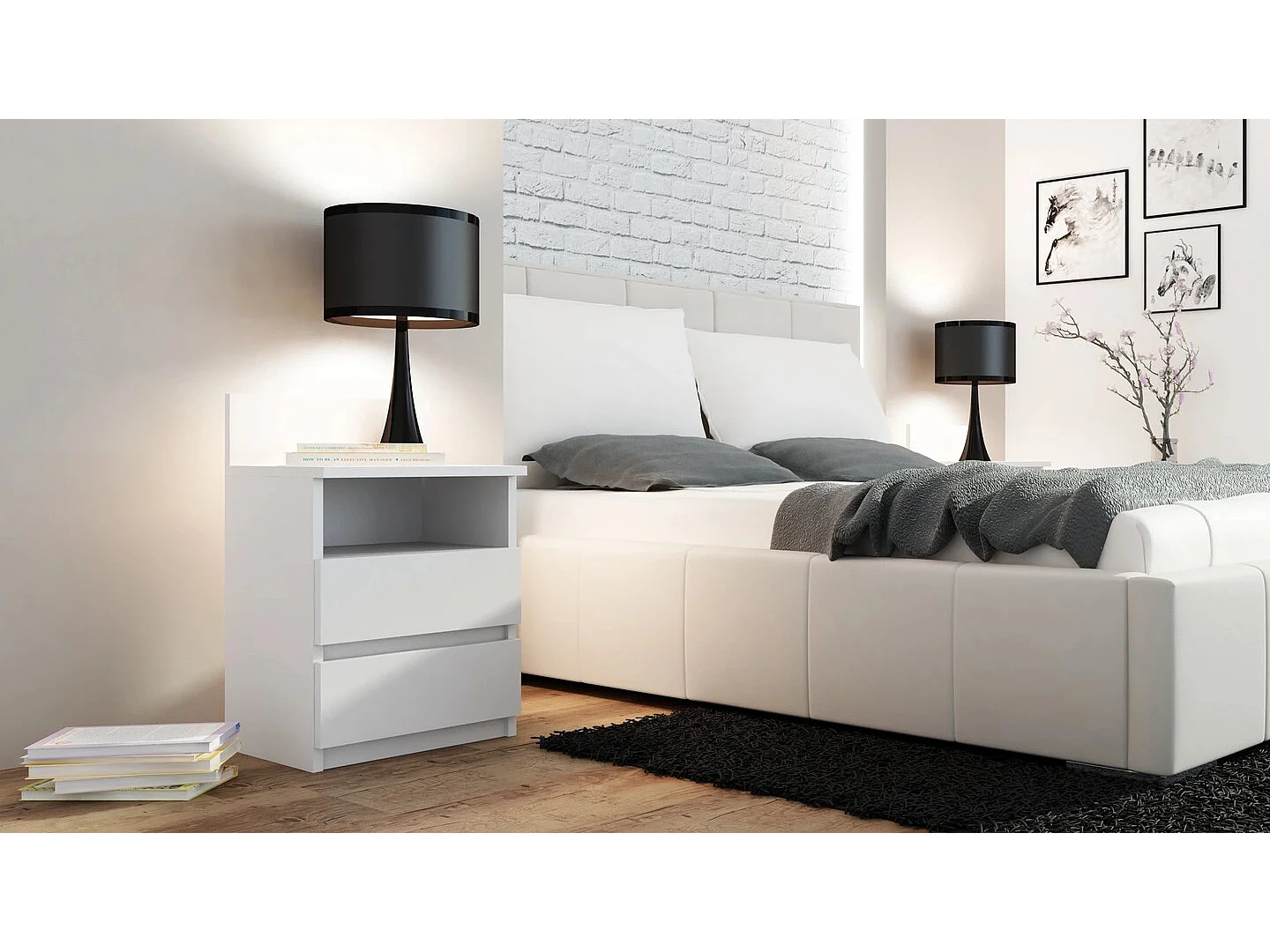 Comodino 40x59 cm con cassetti bianco COT6