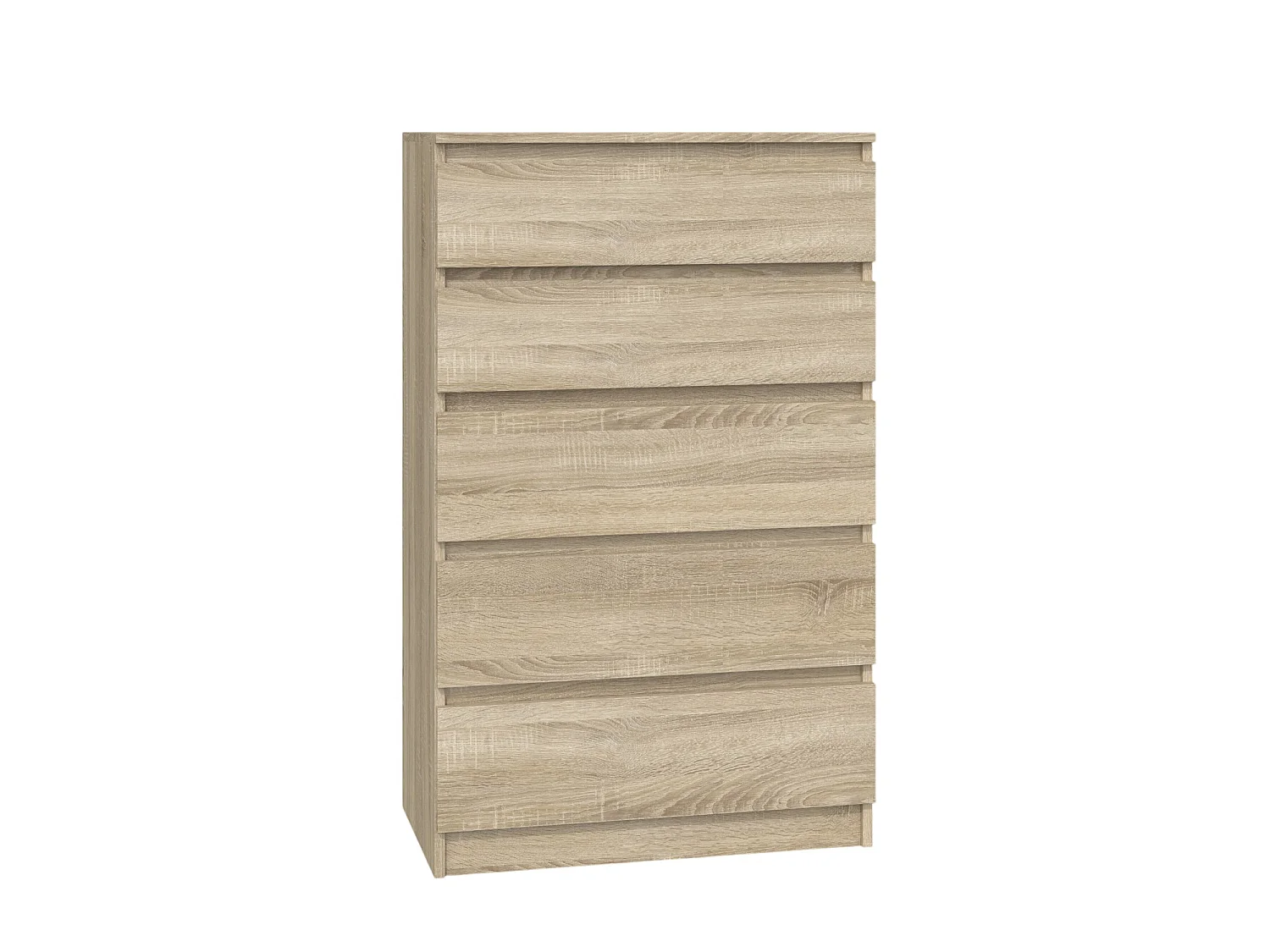 Cassettiera moderna con 5 cassetti 70x40x109 cm rovere chiaro CMMT9