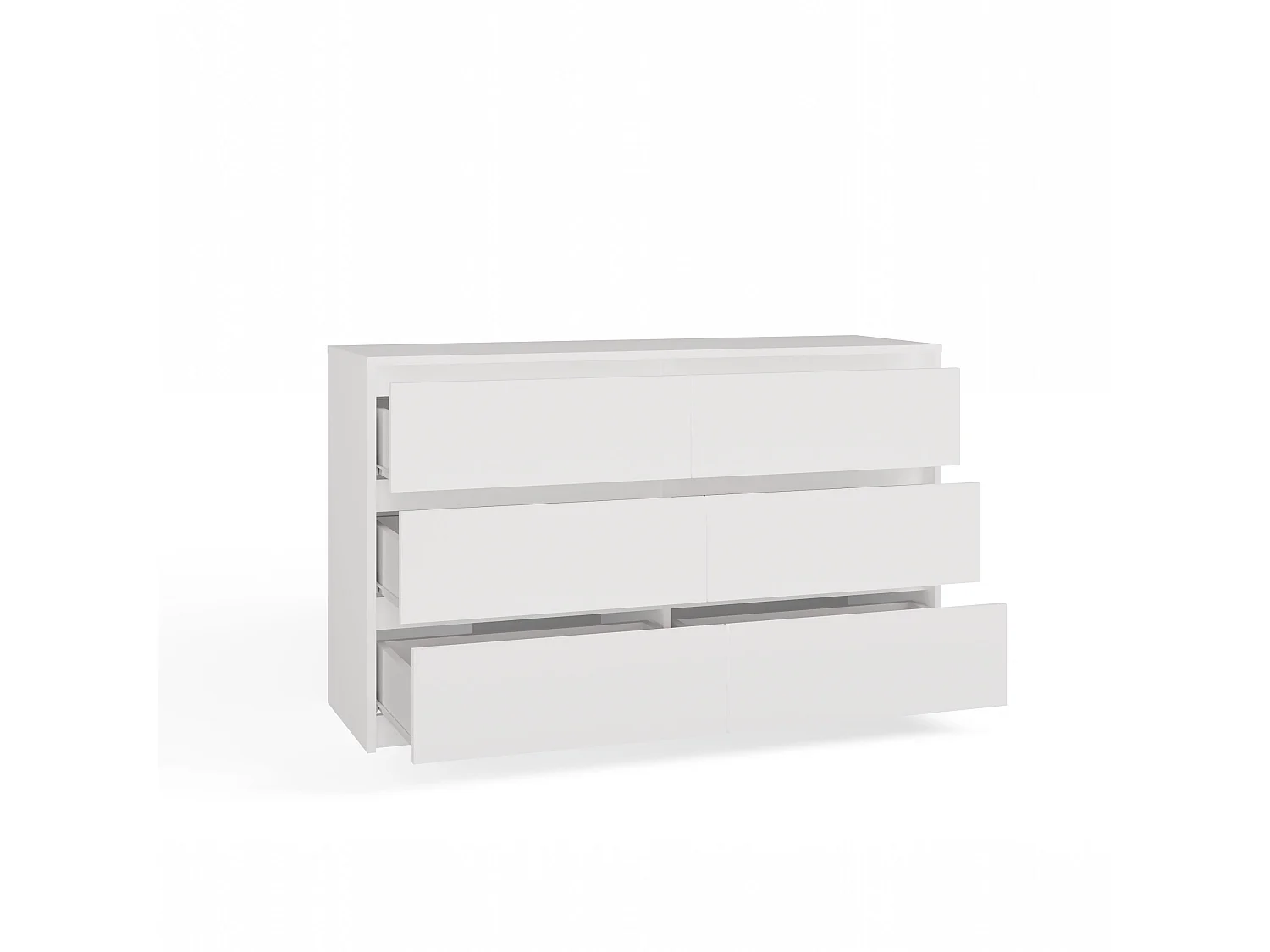 Cassettiera moderna con 6 cassetti 120x40x73 cm bianca CMMT4