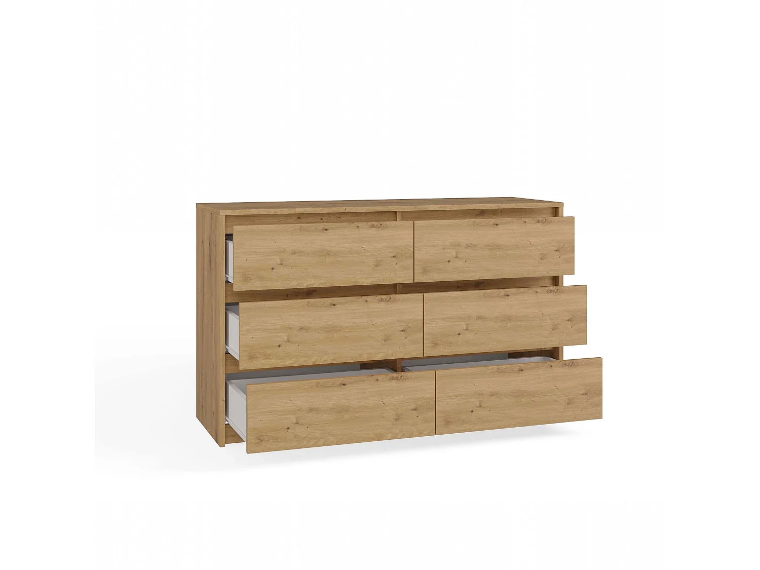 Cassettiera moderna con 6 cassetti 120x40x73 cm rovere CMMT4